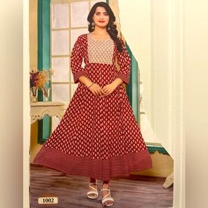 Red color Anarkali kurthi -women dress top